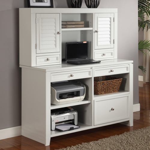 Boca 47" Credenza w/ Hutch in Cottage White Wood