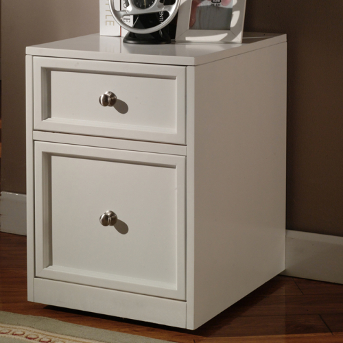 Boca Rolling File Cabinet in Cottage White Wood