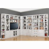 Boca Full Library Entertainment Wall with Ladder - 9 Piece in Cottage White