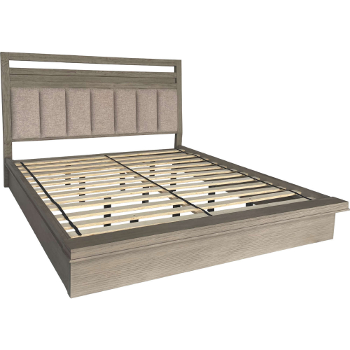 Pure Modern Queen Platform Bed in Moonstone Grey Wood & Fabric