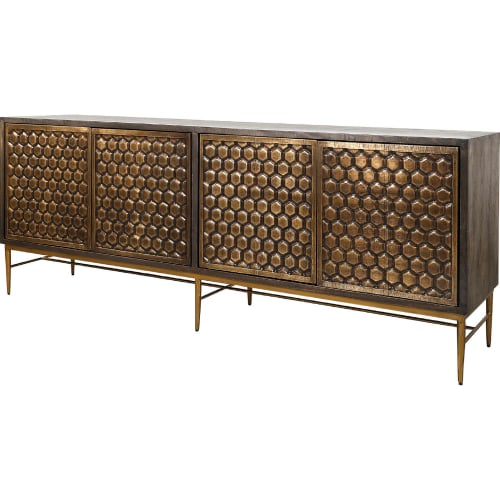 Cairo 80" TV Stand Console Table in Rich Coffee Bean Dark Brown & Bronze