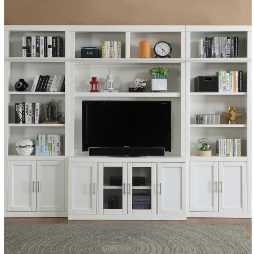 Catalina 4 Piece Entertainment Wall in Cottage White Wood