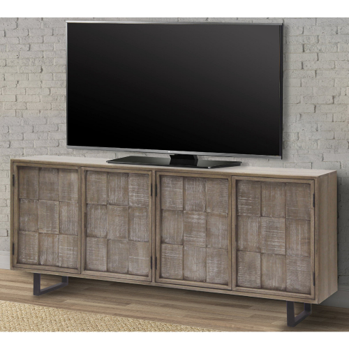 Crossings Casablanca 78" TV Stand Console in Bleached Wood & Iron