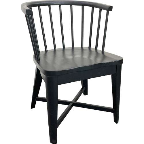 Americana Modern Barrel Dining Chair in Black Wood (Set of 2)