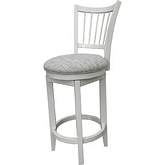 Americana Modern Spindle Swivel Bar Stool in Cotton Wood & Fabric