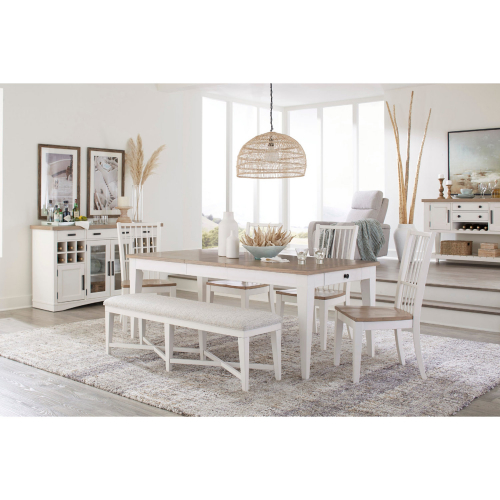 Americana Modern 60" Extention Dining Table in Cotton & Oak Wood