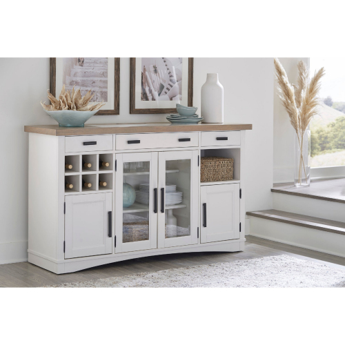 Americana Modern Buffet Server in Cotton, Wood & Quartz Insert