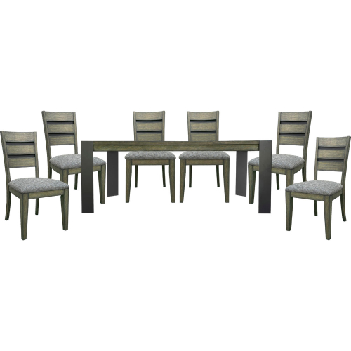 Cedar Fork 7 Piece Dining Set in Arabica Brown Wood & Neutral Fabric