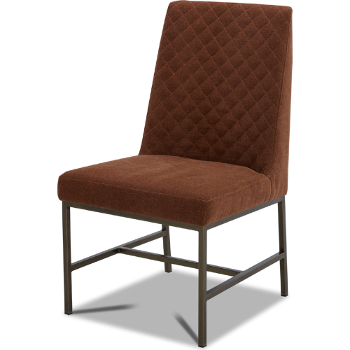 Diamond Dining Chair in Quilted Rust Fabric & Bronze (Set of 2)