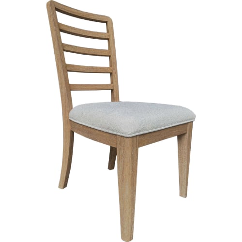 Escape Ladder Back Dining Chair in Natural Oak & Beige Fabric (Set of 2)