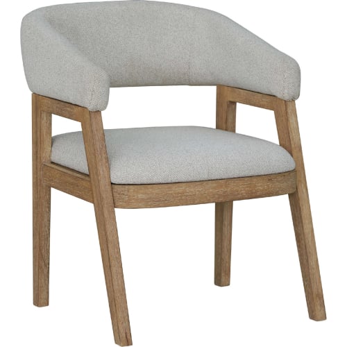 Escape Barrel Dining Chair in Natural Oak & Beige Fabric (Set of 2)