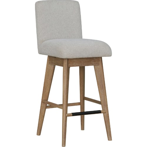 Escape Swivel Bar Stool in Natural Oak & Beige Fabric