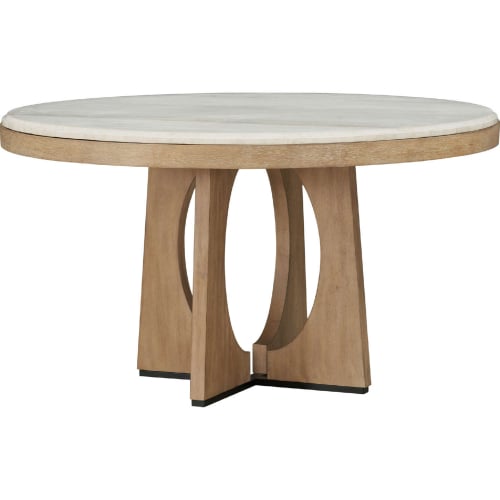 Escape 54" Round Dining Table in Glazed Natural Oak & Stone