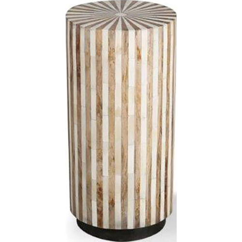 Crossings Downtown Round Side End Table in Mango Wood w/ Bone Inlay