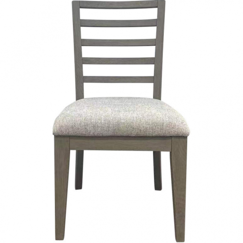 Pure Modern Ladderback Dining Chair in Taupe Wood & Neutral Fabric (Set of 2)