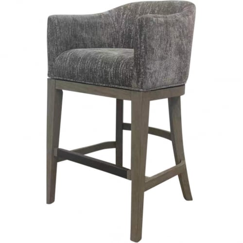 Pure Modern Swivel Bar Stool in Taupe Wood & Grey Ash Fabric