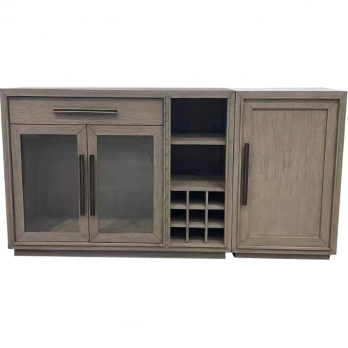 Pure Modern Server w/ Expandable Bar Cabinet in Moonstone Taupe Wood