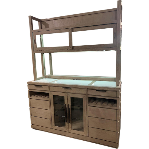 Pure Modern 2 Piece Buffet & Open Hutch in Moonstone Taupe Wood