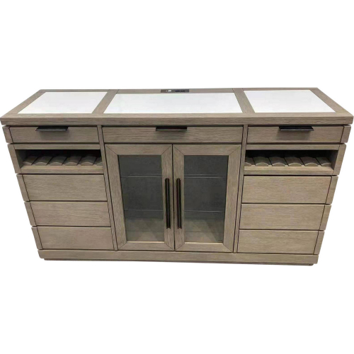 Pure Modern Dining Buffet Server in Moonstone Taupe Wood & Quartz