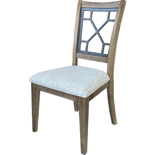 Sundance Grid Dining Chair in Sandstone Wood & Neutral Fabric (Set of 2)