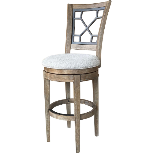 Sundance Grid Swivel Bar Stool in Sandstone Wood & Neutral Fabric (Set of 2)