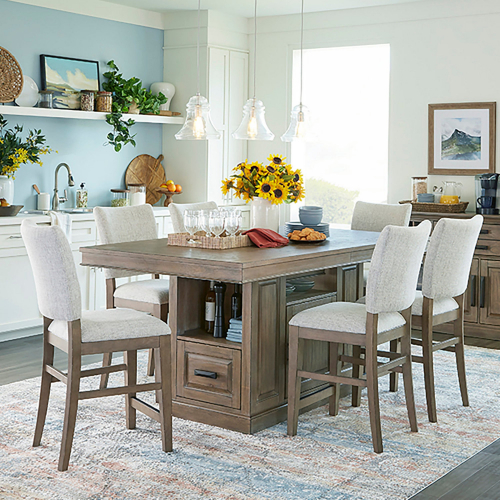 Sundance 74" Extension Island Counter Dining Table in Sandstone Wood