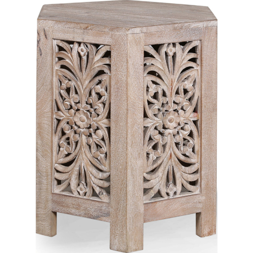 Crossings Eden End Table in Washed & Carved Mango Wood