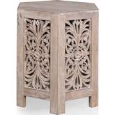 Crossings Eden End Table in Washed & Carved Mango Wood