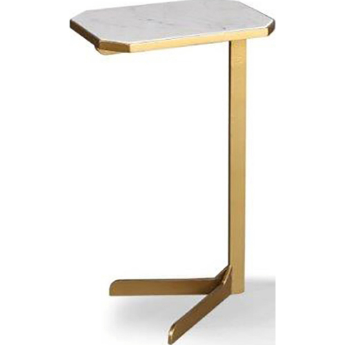 Crossings Eden Accent End Table in Light Marble & Brass