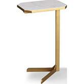 Crossings Eden Accent End Table in Light Marble & Brass