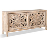 Crossings Eden 68" TV Stand Console in Washed & Carved Mango Wood