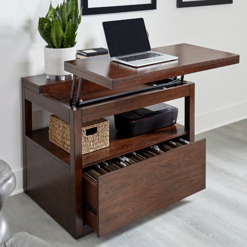 Elevation File Cabinet w/ Lift Top in Warm Elm Finish Wood