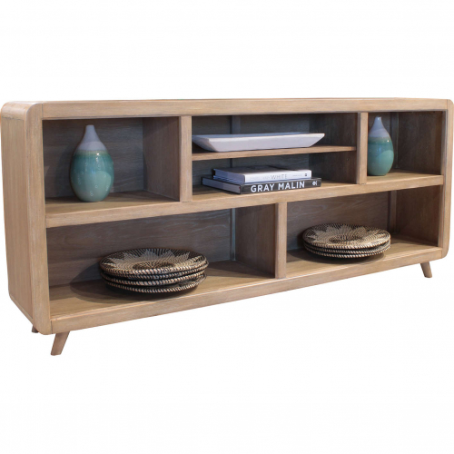 Escape 72" Console Table Bookcase in Glazed Natural Oak