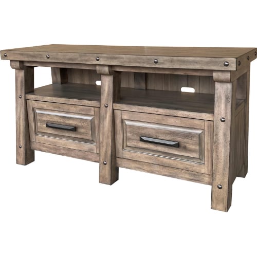 Lodge 63" TV Stand Entertainment Console in Siltstone Finish Wood