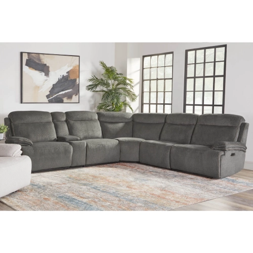 Alpine 6 Piece Power Zero Gravity Sectional Sofa in Airy Midnight Grey Fabric