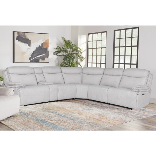 Alpine 6 Piece Power Zero Gravity Sectional Sofa in Airy Snow White Fabric