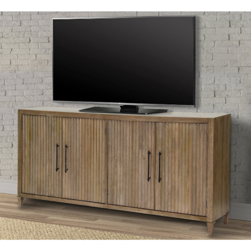 Crossings Maldives 76" TV Stand Console in Latte Mango Wood & Iron