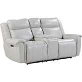 Atlantis Power Zero Gravity Console Loveseat in Whisper Ivory Leather