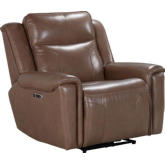 Atlantis Power Zero Gravity Recliner in Smooth Latte Brown Leather