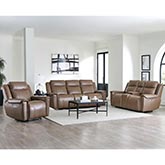 Atlantis 3 Piece Power Zero Gravity Reclining Sofa Set in Smooth Latte Brown Leather