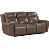 Atlantis Power Zero Gravity Sofa in Smooth Latte Brown Leather