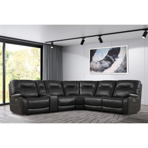 Axel 6 Piece Power Reclining Sectional Sofa in Ozone Leatherette