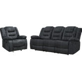 Bolton Manual Glider Reclining Sofa Set in Misty Storm Grey Fabric