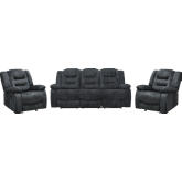 Bolton Manual Glider Reclining Sofa Set in Misty Storm Grey Fabric