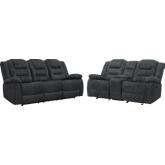 Bolton Manual Glider Reclining Sofa Set in Misty Storm Grey Fabric