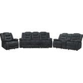 Bolton 3 Piece Manual Glider Reclining Sofa Set in Misty Storm Grey Fabric