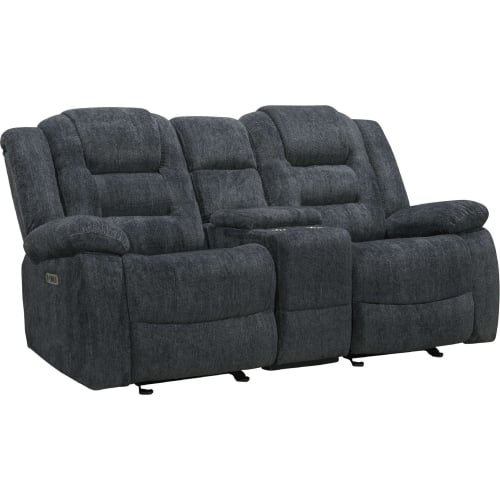 Bolton Manual Reclining Console Loveseat in Misty Storm Grey Fabric