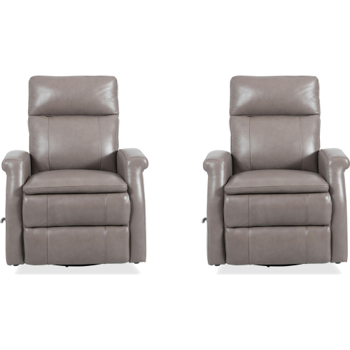 Bristol Manual Swivel Glider Recliner in Graphite Gray Top Grain Leather (Set of 2)