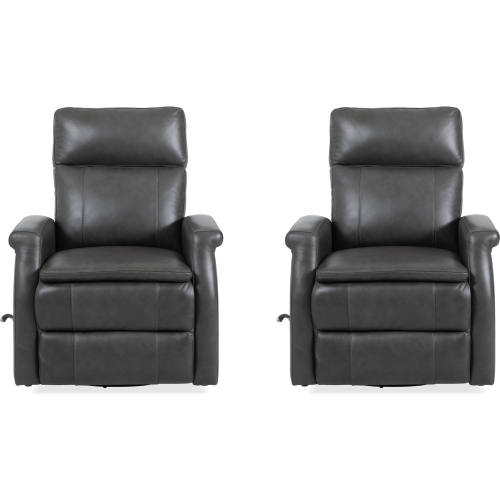 Bristol Manual Swivel Glider Recliner in Raven Green Top Grain Leather (Set of 2)