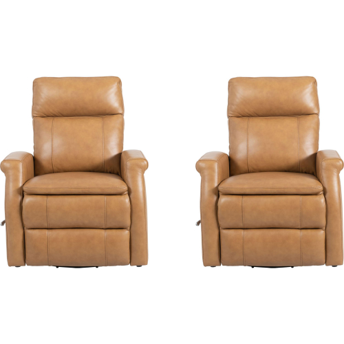 Bristol Manual Swivel Glider Recliner in Russet Tan Top Grain Leather (Set of 2)